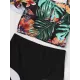 Off-The-Shoulder Floral Falbala Tank High-Waisted Bikini Swimwear Off-The-Shoulder Floral Falbala Tank High-Waisted Bikini Swimwear