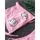 Round-Neck Cartoon Print Padded Bandage Split Tankini Swimsuit Round-Neck Cartoon Print Padded Bandage Split Tankini Swimsuit