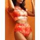 Short Sleeve Tie-Dyed High-Waisted Tankini Swimwear Short Sleeve Tie-Dyed High-Waisted Tankini Swimwear