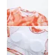 Short Sleeve Tie-Dyed High-Waisted Tankini Swimwear Short Sleeve Tie-Dyed High-Waisted Tankini Swimwear