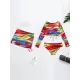 Colorful Long Sleeve Split Tankini Swimsuit+Cover-Ups Three-Piece Set Colorful Long Sleeve Split Tankini Swimsuit+Cover-Ups Three-Piece Set