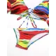 Colorful Long Sleeve Split Tankini Swimsuit+Cover-Ups Three-Piece Set Colorful Long Sleeve Split Tankini Swimsuit+Cover-Ups Three-Piece Set