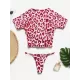 Animal Printing Round-Neck Short Sleeve Brazilian Tankini Swimwear Animal Printing Round-Neck Short Sleeve Brazilian Tankini Swimwear