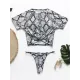 Animal Printing Round-Neck Short Sleeve Brazilian Tankini Swimwear Animal Printing Round-Neck Short Sleeve Brazilian Tankini Swimwear