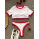 Color-Block Round-Neck Short Sleeve Hipster Slim Tankini Swimwear Color-Block Round-Neck Short Sleeve Hipster Slim Tankini Swimwear