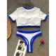Color-Block Round-Neck Short Sleeve Hipster Slim Tankini Swimwear Color-Block Round-Neck Short Sleeve Hipster Slim Tankini Swimwear