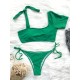 Asymmetric Sleeve Solid Color Padded Bralette Brazilian Stylish Bikini Swimwear Asymmetric Sleeve Solid Color Padded Bralette Brazilian Stylish Bikini Swimwear