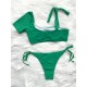 Asymmetric Sleeve Solid Color Padded Bralette Brazilian Stylish Bikini Swimwear Asymmetric Sleeve Solid Color Padded Bralette Brazilian Stylish Bikini Swimwear
