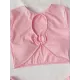 Short Sleeve Hollow Padded Tie Side Solid Color Tankini Swimwear Short Sleeve Hollow Padded Tie Side Solid Color Tankini Swimwear