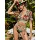 Floral Print V-Neck Short Sleeve Bandage Tank Tie Side Tankini Swimwear Floral Print V-Neck Short Sleeve Bandage Tank Tie Side Tankini Swimwear