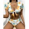 Short Sleeve V-Neck Twist Tankini High-Waisted Fashion Tankini Swimwear