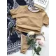 Solid Color Round-Neck Short Sleeve Slim Tankini Swimwear Solid Color Round-Neck Short Sleeve Slim Tankini Swimwear