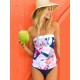 Abstract Printed Bandeau Slim Tankini Swimsuit Abstract Printed Bandeau Slim Tankini Swimsuit