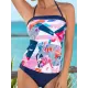 Abstract Printed Bandeau Slim Tankini Swimsuit Abstract Printed Bandeau Slim Tankini Swimsuit