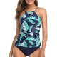 Leaves Printing Backless Slim Tankini Swimsuit Leaves Printing Backless Slim Tankini Swimsuit