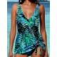 Holiday Style Floral Printed Smocked Tankini Swimsuit Holiday Style Floral Printed Smocked Tankini Swimsuit