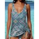 Holiday Style Floral Printed Smocked Tankini Swimsuit Holiday Style Floral Printed Smocked Tankini Swimsuit