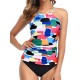Floral Printed Halterneck High-Waisted Tankini Swimsuit Floral Printed Halterneck High-Waisted Tankini Swimsuit