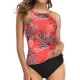 Floral Printed Halterneck High-Waisted Tankini Swimsuit Floral Printed Halterneck High-Waisted Tankini Swimsuit
