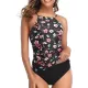Floral Printed Halterneck High-Waisted Tankini Swimsuit Floral Printed Halterneck High-Waisted Tankini Swimsuit