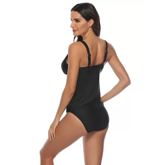 Floral Printed Plunging Bowknot Tankini Swimsuit Floral Printed Plunging Bowknot Tankini Swimsuit