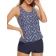 Ethnic Printed Adjustable Spaghetti-Neck Tankini Swimsuit Ethnic Printed Adjustable Spaghetti-Neck Tankini Swimsuit