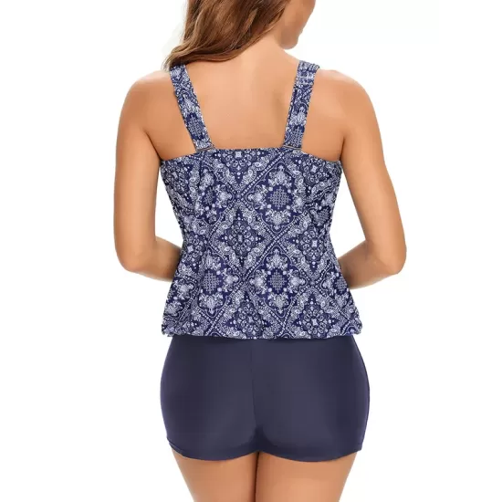 Ethnic Printed Adjustable Spaghetti-Neck Tankini Swimsuit Ethnic Printed Adjustable Spaghetti-Neck Tankini Swimsuit
