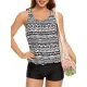 Ethnic Printed Adjustable Spaghetti-Neck Tankini Swimsuit Ethnic Printed Adjustable Spaghetti-Neck Tankini Swimsuit