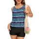 Ethnic Printed Adjustable Spaghetti-Neck Tankini Swimsuit Ethnic Printed Adjustable Spaghetti-Neck Tankini Swimsuit