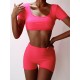 Solid Color Short-Sleeves High-Waisted Tankini Swimwear Solid Color Short-Sleeves High-Waisted Tankini Swimwear