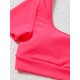 Solid Color Short-Sleeves High-Waisted Tankini Swimwear Solid Color Short-Sleeves High-Waisted Tankini Swimwear