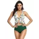 Floral Printed Falbala High-Waisted Backless Tankini Swimwear Floral Printed Falbala High-Waisted Backless Tankini Swimwear