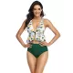 Floral Printed Falbala High-Waisted Backless Tankini Swimwear Floral Printed Falbala High-Waisted Backless Tankini Swimwear