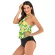 Floral Printed Falbala High-Waisted Tankini Swimwear Floral Printed Falbala High-Waisted Tankini Swimwear