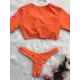 Plain Knot Front Bikinis Swimwear Plain Knot Front Bikinis Swimwear