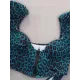 Leopard Print Zipper Short Sleeves Split Bikini Swimsuit Leopard Print Zipper Short Sleeves Split Bikini Swimsuit