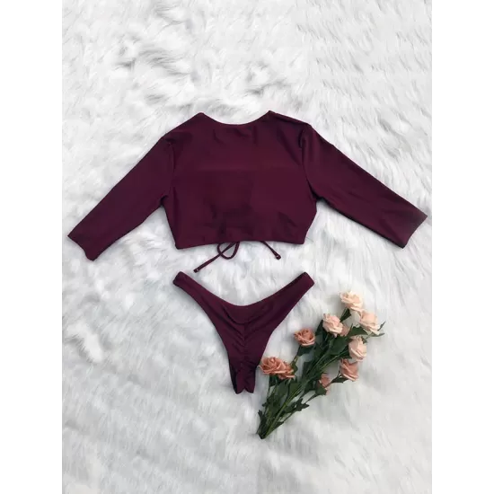 Plain Knot Front Tankini Swimwear Plain Knot Front Tankini Swimwear