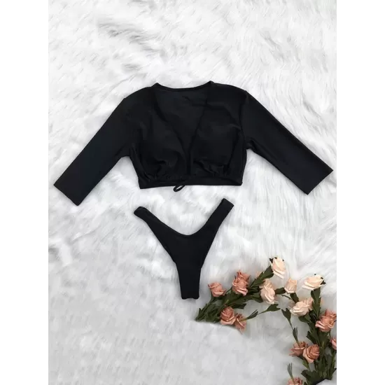 Plain Knot Front Tankini Swimwear Plain Knot Front Tankini Swimwear