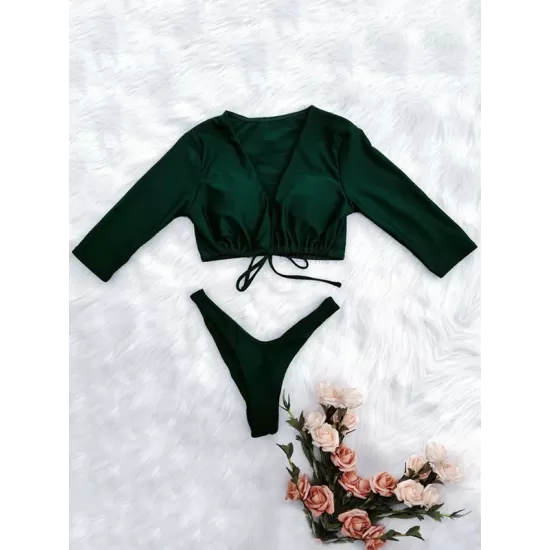 Plain Knot Front Tankini Swimwear Plain Knot Front Tankini Swimwear