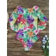 Fashion Floral Print Zipper Sexy One-Piece Wetsuit Swimwear Fashion Floral Print Zipper Sexy One-Piece Wetsuit Swimwear