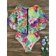 Fashion Floral Print Zipper Sexy One-Piece Wetsuit Swimwear Fashion Floral Print Zipper Sexy One-Piece Wetsuit Swimwear