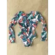 Fashion Floral Print Zipper Sexy One-Piece Wetsuit Swimwear Fashion Floral Print Zipper Sexy One-Piece Wetsuit Swimwear