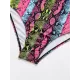 Long Sleeve Color-Block Snake-Print Bandage Wetsuit Long Sleeve Color-Block Snake-Print Bandage Wetsuit
