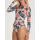 Floral Printed Long Sleeves One Piece Wetsuit Floral Printed Long Sleeves One Piece Wetsuit