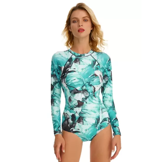 Floral Printed Ink Style Long Sleeves Zipper One-Piece Wetsuits Floral Printed Ink Style Long Sleeves Zipper One-Piece Wetsuits