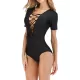 Sexy Bandage Deep V-Neck Short Sleeve Wetsuit Sexy Bandage Deep V-Neck Short Sleeve Wetsuit