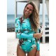 Long-Sleeves Sun-Protection Floral Printed One-Piece Wetsuits Long-Sleeves Sun-Protection Floral Printed One-Piece Wetsuits