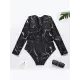 Long-Sleeves Sun-Protection Floral Printed One-Piece Wetsuits Long-Sleeves Sun-Protection Floral Printed One-Piece Wetsuits