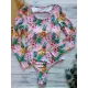 Wetsuit Floral Long Sleeve U-Neck Backless One-Piece Swimwear Wetsuit Floral Long Sleeve U-Neck Backless One-Piece Swimwear