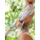 Wetsuit Floral Long Sleeve U-Neck Backless One-Piece Swimwear Wetsuit Floral Long Sleeve U-Neck Backless One-Piece Swimwear